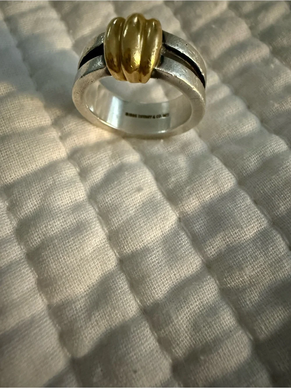 Tiffany & Co. Sterling Silver Band Ring with Gold Accent